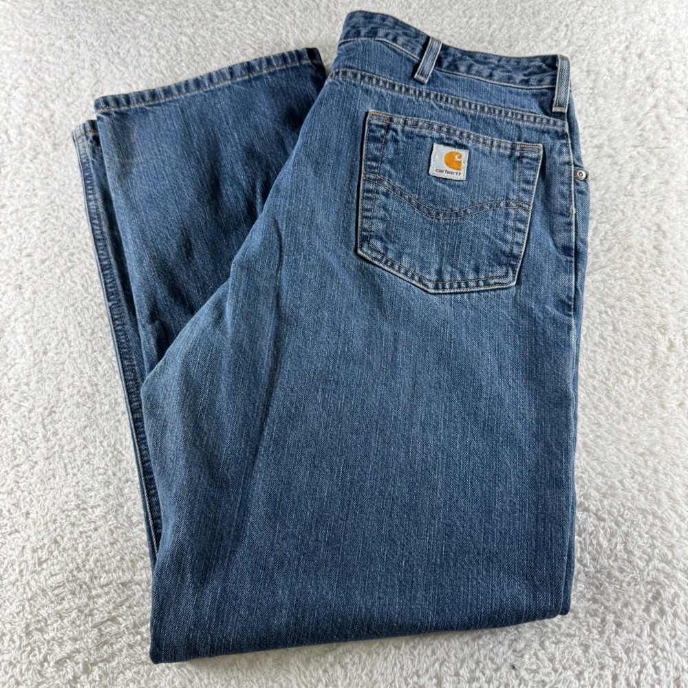Carhartt Jeans Women's 16X30 (34x30) Blue WB160 Relaxed Fit Denim‎ 100% Cotton